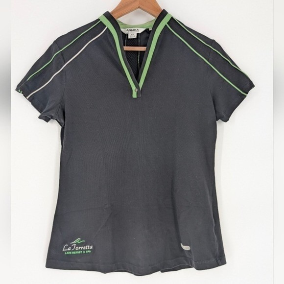 Annika by Cutter & Buck Tops - Annika Cutter & Buck Womens Black Lime Green Mesh Back Golf Polo Shirt Size M